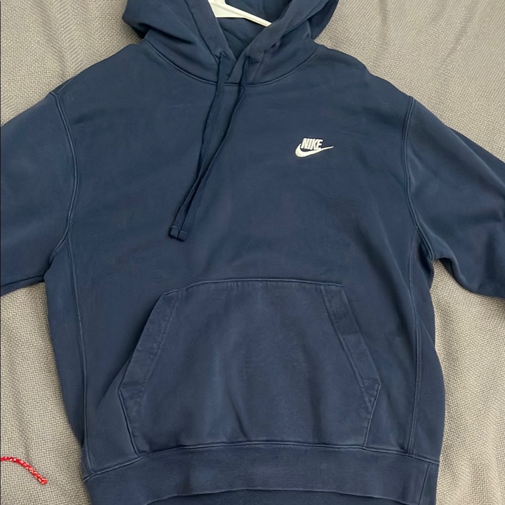 Nike Blue Sweatshirt Hoodie with Half-Zip and Ribbed Cuffs
